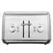 A silver KitchenAid toaster with dials and buttons.