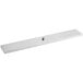 A long rectangular stainless steel metal plate with a hole in it.