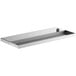 A silver rectangular Regency stainless steel underbar mount beer drip tray with a hole.