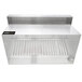 A Halifax stainless steel commercial kitchen hood over a stainless steel counter.
