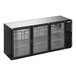 A black Beverage-Air back bar refrigerator with glass doors.