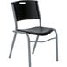 A pack of 4 black Lifetime stacking chairs with metal legs.