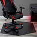 A black ES Robbins chair mat with a hexagon pattern under a black and red gaming chair.