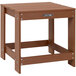 A brown wood Lifetime Adirondack table on a metal base.