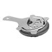 An Arcoroc stainless steel Hawthorne strainer with a hole in it.