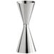 Arcoroc by Chris Adams stainless steel Japanese style jigger with a white background.