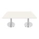 A white rectangular Art Marble Furniture table with silver metal legs.