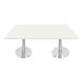 A white rectangular Art Marble Furniture table with silver legs.