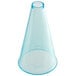 A clear cone shaped plastic container with a lid.