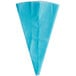 A blue thermoplastic pastry bag with a plastic handle.