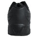 A Genuine Grip black leather athletic shoe with a rubber sole.