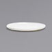 A white Front of the House Artefact porcelain plate with gold trim.