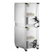 A large silver Beverage-Air UCF20HC and UCR20HC-23 double stacked undercounter freezer and refrigerator with black cords.