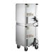 A large silver Beverage-Air undercounter refrigerator on wheels.