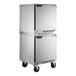 A Beverage-Air stainless steel double stacked undercounter refrigerator with casters.