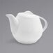 A white teapot with a white handle and lid.