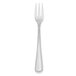 A silver fork with a white background.
