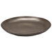 A brown Front of the House Kiln mocha porcelain plate with a rim.