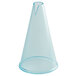 A clear plastic cone-shaped container with a lid.