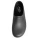 A close-up of a black Genuine Grip men's waterproof clog with a rubber sole.