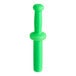 An Avantco green plastic meat tamper with a white background.