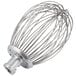 A stainless steel wire whip for a Hobart mixer on a white background.