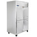 A Traulsen G Series reach-in freezer with right and left half doors.