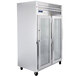 A white Traulsen G Series glass door reach-in refrigerator.