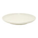 A round, plain white porcelain plate.