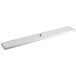 A long rectangular stainless steel beer drip tray with a hole in the center.