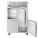 A Traulsen G Series reach-in refrigerator with open half doors.