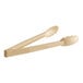 A close-up of the Cambro Lugano beige plastic tongs with scalloped grips.