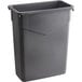 A Carlisle grey plastic rectangular trash can with a lid.