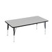 A Correll rectangular activity table with a gray top and black legs.