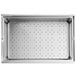 A silver stainless steel Regency beer ice bin with holes in it.