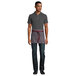 Uncommon Threads 3103 Slate Gray Poly-Cotton Beltway Waist Apron with Burgundy Webbing and 3 Pockets - 14 inchL x 30 inchW