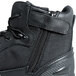 a close up of a black boot
