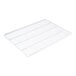 A white coated wire shelf for an Avantco merchandiser with a metal grid.