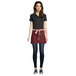 Uncommon Threads 3103 Burgundy Poly-Cotton Beltway Waist Apron with Natural Webbing and 3 Pockets - 14 inchL x 30 inchW