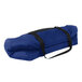 A Sterno royal blue insulated food carrier with black straps.