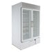 A white Beverage-Air marketmax refrigerator with glass doors.