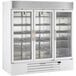 A white Beverage-Air MarketMax glass door merchandising freezer.