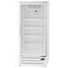 A white Beverage-Air marketmax refrigerator with glass doors and shelves.