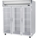 A Beverage-Air white reach-in refrigerator with glass doors.