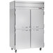 A white Beverage-Air Horizon Series reach-in freezer with half doors.