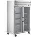 A Beverage-Air Horizon Series glass door reach-in refrigerator with two doors.