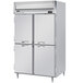 A white Beverage-Air reach-in refrigerator with two half doors and two drawers.