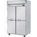 A white Beverage-Air reach-in refrigerator with half doors.