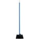 A blue broom with a black handle.