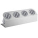 A white rectangular Steril-Sil flatware organizer with gray perforated cylinders.